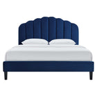 Modway - Daisy Performance Velvet Lit de plateforme complet, Marine-Revêtement en velours de performance