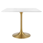 Modway - Lippa 36 po Carré Bois Table à manger, Or Blanc-Table à manger moderne