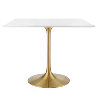 Modway - Lippa 36 po Carré Bois Table à manger, Or Blanc-Table à manger moderne