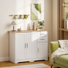 HOMCOM - Buffet moderne 40 po avec tiroirs et portes de rangement - blanc-Étagère réglable sur trois niveaux à l'intérieur de l'armoire à double porte pour un rangement personnalisé de différents formats d'objets