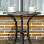 Outsunny - Ensemble bistro de jardin 3 pièces avec trou pour parasol, bronze-Motif floral découpé avec une finition de couleur bronze pour plus de beauté 