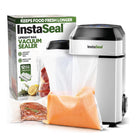 Instaseal - Machine d'emballage sous vide compacte pour sacs alimentaires verticaux-Le scellant sous vide instaseal commencez avec tout ce dont vous avez besoin, y compris le scellant sous vide vertical InstaSeal, le manuel d'utilisation et le cordon électrique à courant alternatif et un ensemble de 12 sacs prédécutés, la conception sans fuite empêche les déversements, tandis que le double joint étanche à l'air verrouille les saveurs