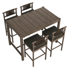 Modway - Eleni 5 pièces Terrasse extérieure Bois de teck Bar Set - Gris silex vieilli-Capsules de pied non marquées