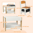 Qaba - Ensemble table et chaises pour enfants 3 pièces avec plateau réversible - Bois naturel-Beaucoup de rangement avec compartiment sous la table et tiroirs de siège 