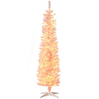 HOMCOM - Sapin de Noël artificiel floqué de neige de 6 pi avec lumière - rose-6pi de haut, luxuriant avec des feuilles roses qui offrent un aspect sain et naturel et une douce atmosphère 