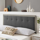 Modway - Draper Touffe Tissu et bois Tête de lit Queen, Charbon de bois gris-Options de cadre de lit interchangeables