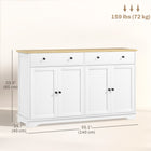 HOMCOM - Buffet 140 po L avec rangement - blanc-Le matériau robuste est facile à nettoyer avec un chiffon humide 