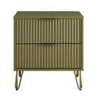 Manhattan Comfort - Table de nuit moderne DUMBO 51 cm à 2 tiroirs - Vert olive-Moderne-contemporain avec une touche de glamour - Table de nuit pour chambre et salon