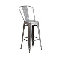 Plata Import Tolix Tabouret à dossier haut (MC-001HA-B)-Tabouret de bar

