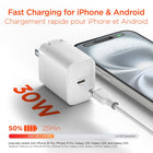 HyperGear - Chargeur mural USB-C PD 30 W avec LED - Blanc-Prise en charge de la charge ultra-rapide de Samsung