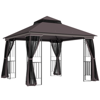 Outsunny - Pavillon de terrasse à toit souple 10 pi l x 10 pi L - café-Pavillon pratique avec une conception haute et spacieuse