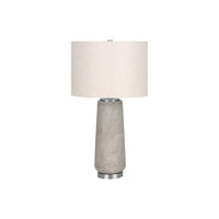 Monarch Specialties - Luminaire - 29 po H Lampe De Table - Résine Grise - Abat-Jour Ivoire / Crème - Moderne-Cette lampe moderne et élégante de 29 pouces de haut est conçue avec une base cylindrique subtilement texturée en résine grise et accentuée par un pied en métal argenté poli, surmontée d'un élégant abat-jour en lin ivoire et finie par un embout argenté
