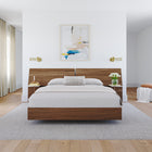Nexera - Tête de lit panoramique queen, Noyer-Meubles conçus et produits au Canada à partir de panneaux de particules et de MDF certifiés CARB II/FSC.  Item expédié en 24-48 heures après réception de la commande.  Assemblage requis
