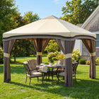 Outsunny - Tente de réception pliante 10 pi l x 10 pi L avec moustiquaires - Beige-Équipé d’un sac de transport pratique pour faciliter le déplacement et le transport