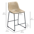 HOMCOM - Tabourets de bar hauteur comptoir avec dossier - beige - paquet de 2-Nettoyage facile avec un simple coup de chiffon humide 
