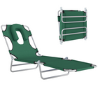 Outsunny - Chaise longue d’extérieur - chaise longue pliante réglable - vert-Chaise de bronzage pliante avec ouverture pour le visage, fentes pour les bras et coussin pour une lecture confortable