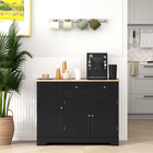 HOMCOM - Buffet moderne avec plateau effet bois et étagères de rangement multiples - noir-Style moderne universel qui s’intègre parfaitement à de nombreux décors de pièces 