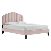 Modway - Daisy Performance Velvet Lit à plateforme jumelle, Rose-Lit simple moderne vintage