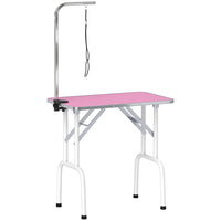 PawHut - Table de toilettage pliable pour chiens et chats, surface antidérapante - rose-Cadre métallique robuste avec pieds antidérapants empêchant la table de vaciller 