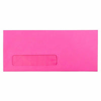 JAM Paper Enveloppes format livret Brite Hue à fenêtre avec rabat gommé, 4 1/8 x 9 1/2 po, rose éclatant, 1000/paquet-Rose éclatant