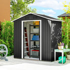 Outsunny - Abri de jardin extérieur 6,5 pi x 3,5 pi, gris foncé-Toit et murs en tôle d’acier, résistants à la rouille et à la pluie 

