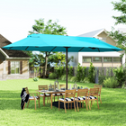 Outsunny - Parasol de patio avec manivelle de levage - 15 pi - bleu clair-Résistance et durabilité supérieures grâce au mât en acier résistant à la rouille et aux 12 baleines en acier