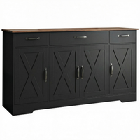 HOMCOM - Buffet de style ferme 55 po, meuble de rangement pour téléviseurs jusqu’à 60 po avec portes de grange - noir-Un espace de rangement spacieux organise soigneusement le désordre pour un espace relaxant 