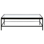 Hudson&Canal - Table basse rectangulaire Alexis , 137 cm de large, bronze noirci-Comprend un cadre en acier et un plateau et une étagère en verre trempé