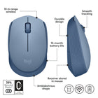 Logitech - M171 Souris Sans Fil pour PC, Mac, Ordinateur portable, 2,4 GHz avec Mini-récepteur USB - Blue Gris-M171 comprend du plastique recyclé post-consommation certifié, au moins 59% pour les modèles Black, Blue/Black, Red/Black, Black/Grey, Grey/Black, Off-White et 38% pour Rose et Blue Gray 
