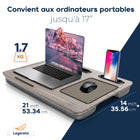 ShoppingAll - Bureau pour ordinateur portable - Gris-Les deux coussins rembourrés offrent un confort supplémentaire sur vos genoux et peuvent être utilisés comme oreiller lorsque vous êtes fatigué.