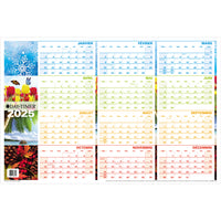 Day-Timer - Planificateur mural flexible effaçable horizontal saisonnier 2025 - 24 po H x 36 po l - bilingue-Format des pages : 24 po H x 36 po l