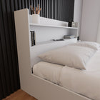 Nexera - Tête de lit de rangement Hunter Queen, Blanc-Étagères Doubles : Offre deux étagères pour un espace de stockage supplémentaire sans empiéter sur la surface au sol