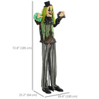 HOMCOM - Clown animé grandeur nature 6 pi avec activation sonore par mouvement - vert-L'animatronique d'Halloween possède des yeux rouges lumineux effrayants 