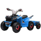 Aosom - VTT enfant à batterie 6 V avec remorque arrière - Bleu-Remorque arrière pour ranger les jouets 