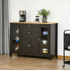 HOMCOM - Buffet 47,25 po L avec 2 tiroirs et 4 portes - brun-Un grand plan de travail, 3 armoires et 2 tiroirs pour les accessoires du quotidien 