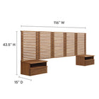 Modway - Render Ensemble 7 pièces : Tête de lit Queen murale et tables de chevet modernes - Noyer-Assemblée requise