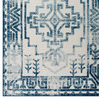 Modway - Reflect Nyssa Géométrie Géométrique Aztèque du Sud-Ouest Tapis intérieur/extérieur 5 pi l x 8 pi L - Ivoire et bleu-Haute densité / Tissé à la machine