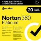 Norton - 360 Platnium logiciel antivirus - 20 appareils - abonnement d'un an [téléchargement]-Une adresse e-mail valide doit être fournie lors du paiement
