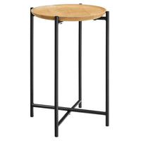 Modway - Xilo Bois et métal ronds Table d’appoint - Chêne-Table d’extrémité ronde