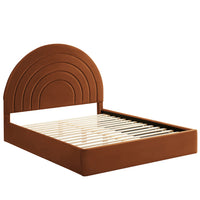 Modway - Solana Arqué Performance Velvet Lit plateforme Queen, Rouille-Sellerie en velours Performance résistante aux taches