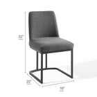 Modway - Amplify Base de traîneau Tissu rembourré Fauteuil d’appoint de salle à manger - Charbon noir-Cadre en acier inoxydable noir mat