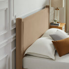 Modway - Rael Performance Velvet Lit plateforme Queen, Taupe-Tête de lit et pied rembourrés