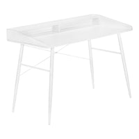 Monarch Specialties - 7535 Bureau 48 po L - Blanc/Metal Blanc-Bureau d'ordinateur au fini blanc avec une petite huche avec une longue tablette et 2 compartiments de rangement