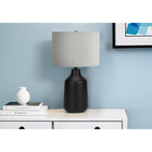 Monarch Specialties - Luminaire - 24 po H Lampe De Table - Béton Noir - Abat-Jour Gris - Contemporain-L'interrupteur rotatif à 3 voies facile à utiliser contient une seule ampoule (non incluse) avec une puissance maximale de 100W/120V, vous permettant d'ajuster l'ambiance lumineuse pour éclairer ou assombrir instantanément la pièce