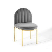 Modway - Isla Chenal Touffé Performance Velvet Fauteuil d’appoint de salle à manger - Gris or-Fauteuil à manger Glam Deco