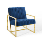 Modway - Inspire Chenal Touffé Performance Velvet Fauteuil - Marine-Chaise d’accent Glam Deco