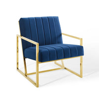 Modway - Inspire Chenal Touffé Performance Velvet Fauteuil - Marine-Chaise d’accent Glam Deco
