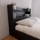 Nexera - Tête de lit de rangement double Hunter, Noir-Garantie incluse : Reposez-vous en toute tranquillité avec une garantie d'un an, offrant une assurance supplémentaire pour une mise à niveau élégante et fonctionnelle de votre chambre à coucher