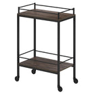 Hudson&Canal - Chariot de bar Barnes 23,5" de largeur - Brun aulne-Le dessus a une capacité de poids de 40 lb, les étagères peuvent supporter 25 lb chacune