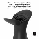 Umbra OTTO - Pompe à savon et solution hydroalcoolique avec fixation murale 250ml, Noir charbon de bois-Dimensions : 4,75 po L x 3,75 po P x 10,88 po H